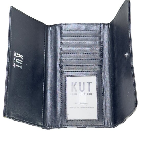 Kate Landry Genuine Leather Metallic Gold Wallet Multiple Card Slots Zipper Pock - Picture 5 of 8